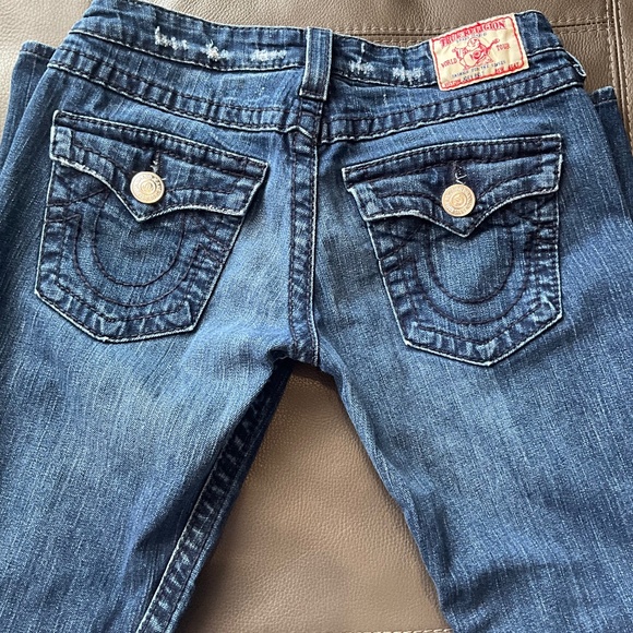VTG Y2K 70s True Religion Horseshoe Twisted Bell Bottoms Flare Jeans USA Blue 29 - Picture 10 of 16